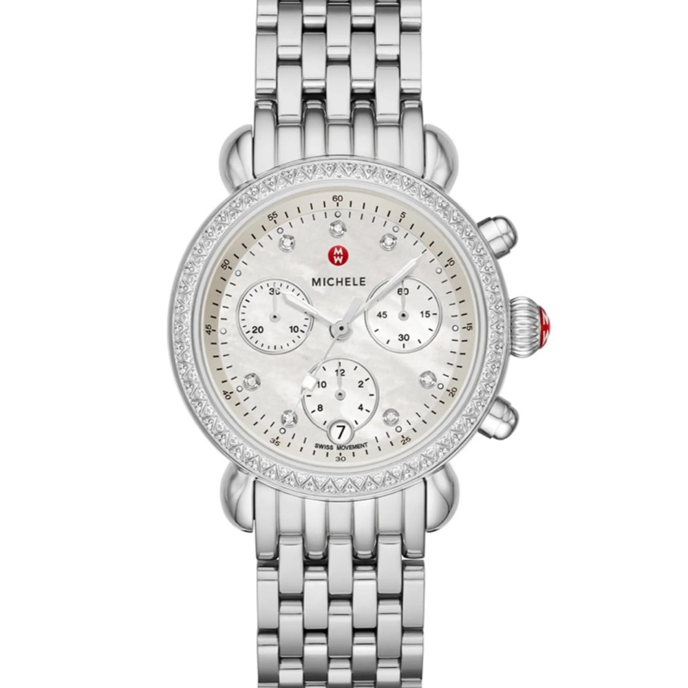 Michele Diamond Accent Stainless CSX36 Watch, 36mm - 0.62ctw